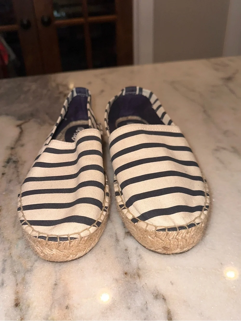 Aerie Size 8 Navy & White Striped Espadrilles Shoes Womens‎